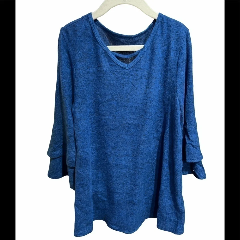 Girls Long Sleeve Statement Blue Top